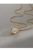 F.I.N.S Shell Pearl Long Sweater Chain Necklace Round Pendant