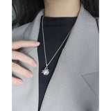 F.I.N.S Shell Pearl Long Sweater Chain Necklace Round Pendant