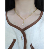 F.I.N.S INS Oval Link Chain Glitter Crystal Bead S925 Sterling Silver Necklace