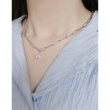 F.I.N.S INS Oval Link Chain Glitter Crystal Bead S925 Sterling Silver Necklace