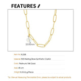 F.I.N.S INS Oval Link Chain Glitter Crystal Bead S925 Sterling Silver Necklace