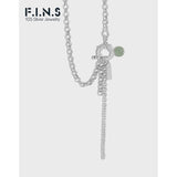 Aventurine Ball S925 Silver Necklace Tassel Chain Fine 925 Jewelry