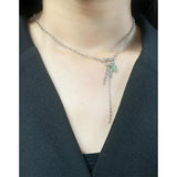 Aventurine Ball S925 Silver Necklace Tassel Chain Fine 925 Jewelry