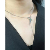 Aventurine Ball S925 Silver Necklace Tassel Chain Fine 925 Jewelry
