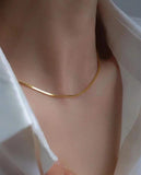 925 Silver 2.1mm Snake Bone Chain Necklace Women Ins Jewelry Plated 18K Choker