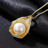 S925 Silver Freshwater Pearl Necklace 18k Shell Plated Pendant