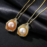 S925 Silver Freshwater Pearl Necklace 18k Shell Plated Pendant