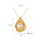 S925 Silver Freshwater Pearl Necklace 18k Shell Plated Pendant