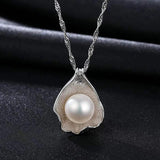 925 Silver Pearl Pendant Necklace & Shell Earrings Set