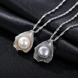 925 Silver Pearl Pendant Necklace & Shell Earrings Set