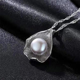 925 Silver Pearl Pendant Necklace & Shell Earrings Set