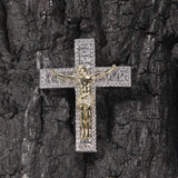 Vintage Micro Pave CZ Hiphop Jesus Cross Pendant Necklace for Men