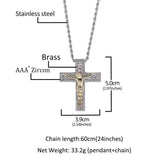 Vintage Micro Pave CZ Hiphop Jesus Cross Pendant Necklace for Men