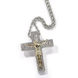 Vintage Micro Pave CZ Hiphop Jesus Cross Pendant Necklace for Men