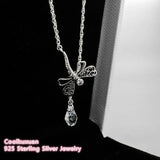925 Silver Dragonfly Necklace for Women Jewelry