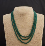 3 Rows 2X4mm Green Emerald Beads Necklace