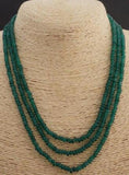 3 Rows 2X4mm Green Emerald Beads Necklace