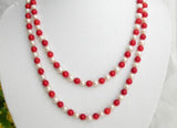 Round Red Coral Freshwater Pearl Necklace 7-8MM