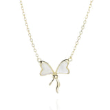 S925 Sterling Silver Bow Necklace Girls Holiday Gift