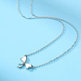 S925 Sterling Silver Bow Necklace Girls Holiday Gift