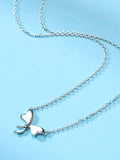 S925 Sterling Silver Bow Necklace Girls Holiday Gift