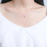 S925 Sterling Silver Bow Necklace Girls Holiday Gift