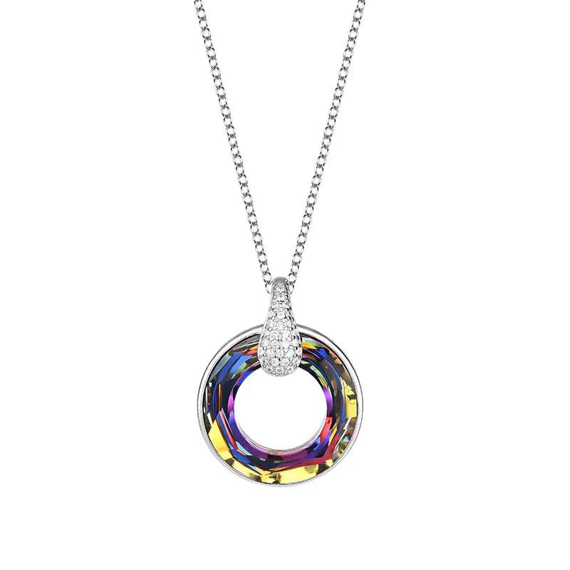 Halloween Crystal Necklace S925 Sterling Silver Wheel of Fortune Jewelry