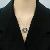 Halloween Crystal Necklace S925 Sterling Silver Wheel of Fortune Jewelry