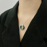 Halloween Crystal Necklace S925 Sterling Silver Wheel of Fortune Jewelry