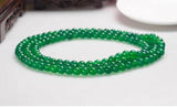 8mm Green Stone Round Beads Long Necklace Sweater Chain Jewelry