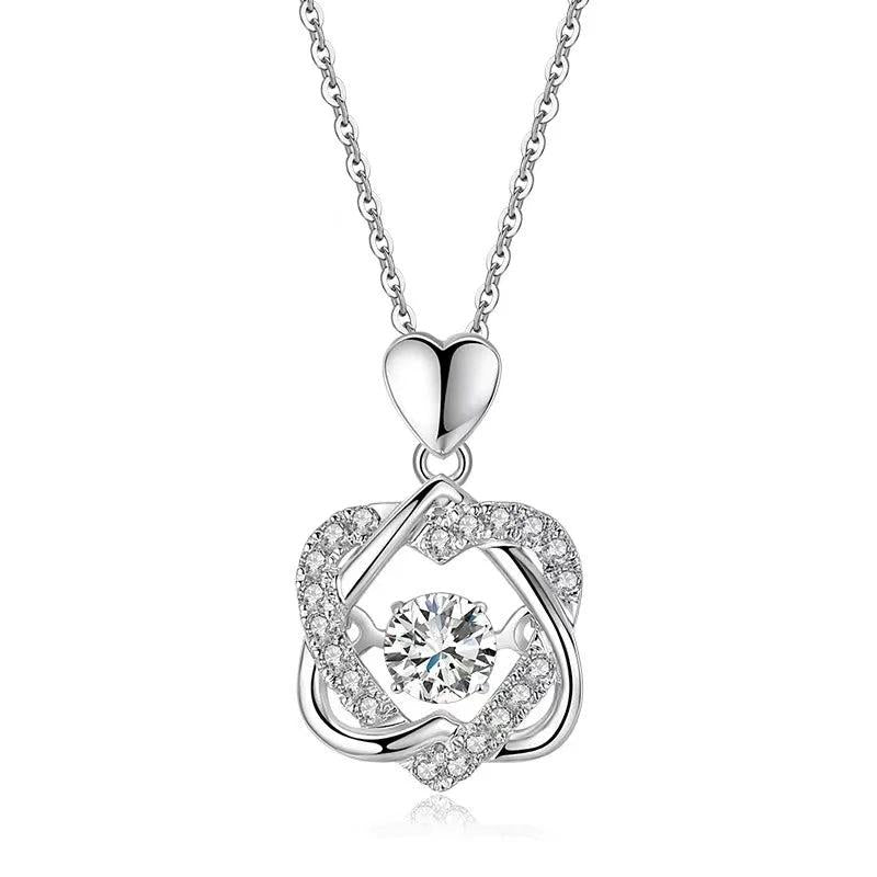 925 Silver 0.5ct VVS1 Moissanite Heart Necklace Plated Pass Diamond Tester