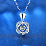 925 Silver 0.5ct VVS1 Moissanite Heart Necklace Plated Pass Diamond Tester
