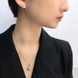 Square S925 Sterling Silver Necklace Set for Women