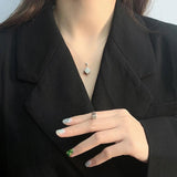 Square S925 Sterling Silver Necklace Set for Women