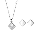 Square S925 Sterling Silver Necklace Set for Women