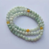 Natural Burma Light Green Jade Necklace Tri-color Round Bead Necklace Women