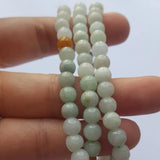 Natural Burma Light Green Jade Necklace Tri-color Round Bead Necklace Women