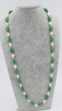 Green Jade Wave Pearl Necklace 30in
