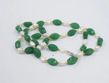 Green Jade Wave Pearl Necklace 30in