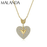 Malanda 925 Silver Heart Zircon Pendant Necklace For Women Wedding Jewelry
