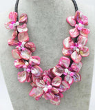 Baroque Pearl Shell Flower Necklace Earrings Brooch Set