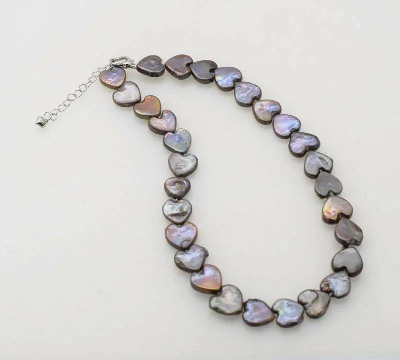 Brown Heart Freshwater Pearl Necklace 17 Inch