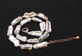 Freshwater Pearl Purple Biwa Reborn Keshi 20-25mm Baroque Necklace