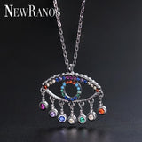 925 Silver Colorful CZ Evil Eye Necklace for Women