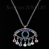 925 Silver Colorful CZ Evil Eye Necklace for Women