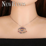 925 Silver Colorful CZ Evil Eye Necklace for Women
