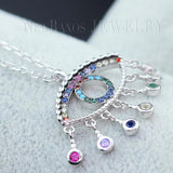 925 Silver Colorful CZ Evil Eye Necklace for Women