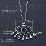 925 Silver Colorful CZ Evil Eye Necklace for Women
