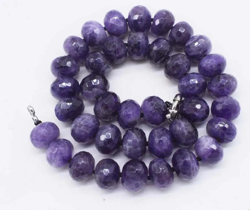 Amethyst Roundel Faceted 10*14mm/12mm Necklace 18inch