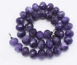 Amethyst Roundel Faceted 10*14mm/12mm Necklace 18inch
